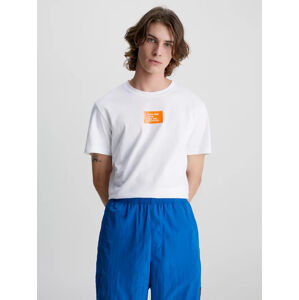 Calvin Klein pánské bílé tričko COLORED ADDRESS SMALL BOX - XXL (YAF)